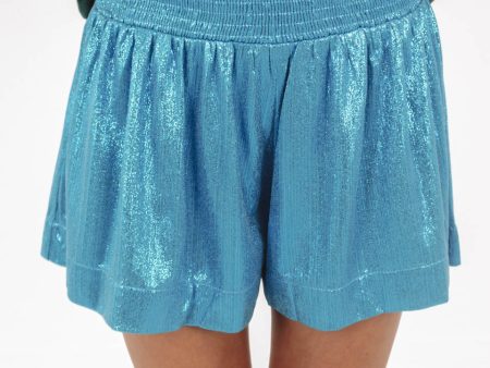 A Little Shimmer Shorts - Turquoise Online now