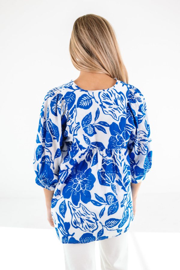 The Laken Puff Sleeve Tunic - Blue Discount