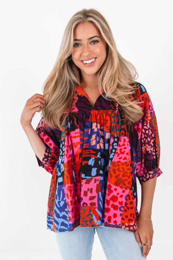 The Jade Puff Sleeve Tunic - Multi Online Sale