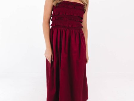 Down South Midi Dress - Maroon Fashion