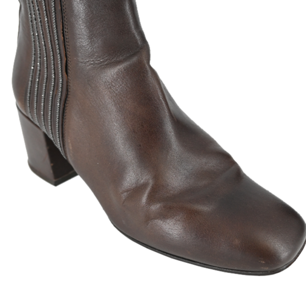 Brown Monili Leather Booties For Cheap