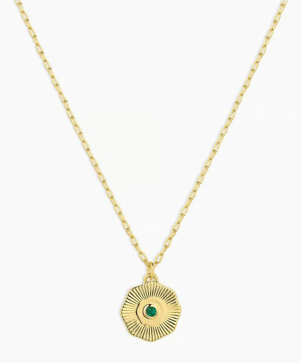 Gorjana Birthstone Coin Necklace - Green Agate Gold Online Hot Sale