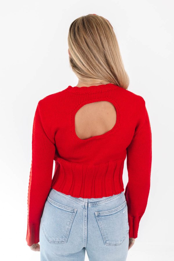 Peace And Joy Cropped Sweater - Red on Sale