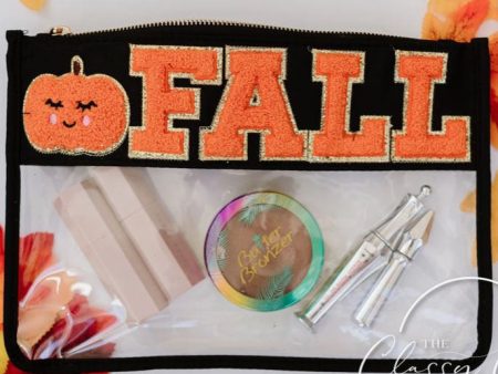 Chenille Letter Clear Pouch - Fall - FINAL SALE on Sale