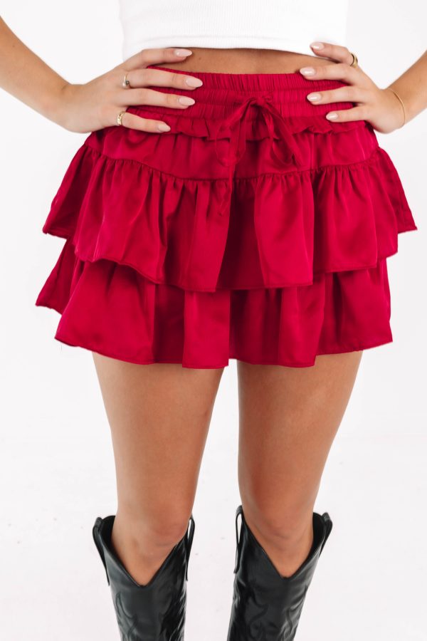 Always Invited Skort - Crimson For Discount