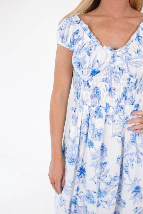 Baby Blues Midi Dress - White Blue on Sale