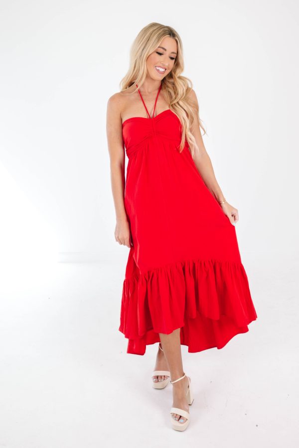 Feet In The Sand Midi Dress - Red Online Hot Sale