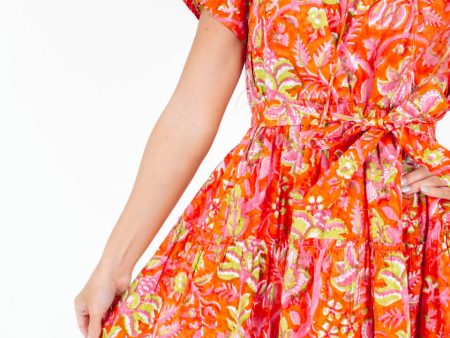 Poppy Dress - Orange Green Online