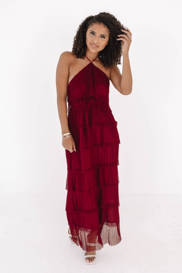 Life Of The Party Midi Dress - Burgundy Online