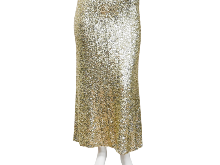 Pale Gold Sequin Midi Skirt Online Sale