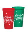 Merry Christmas Stadium Cups, Set of 8 - Red and Green - FINAL SALE For Discount