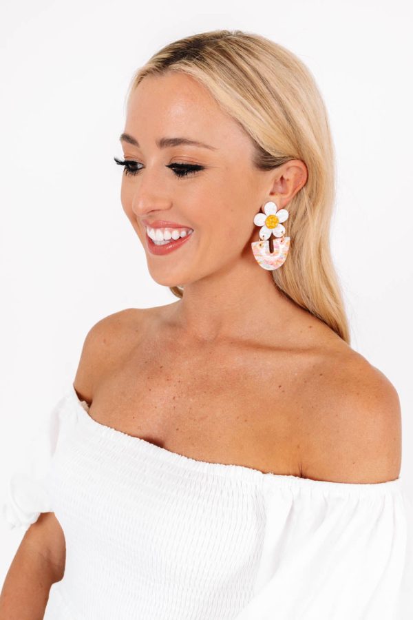 Daisy Dreams Earrings - White Sale