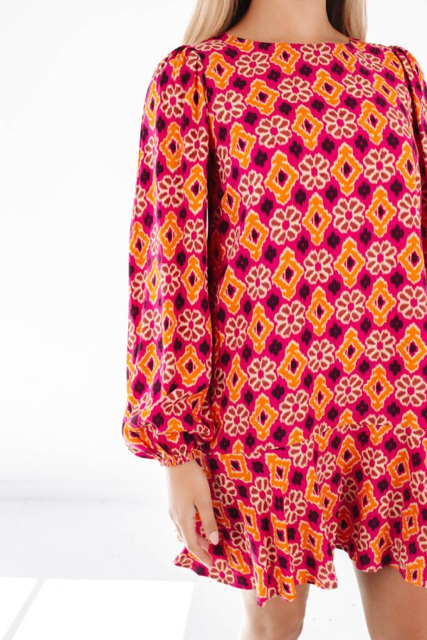 Retro Pop Dress - Pink Orange Online now