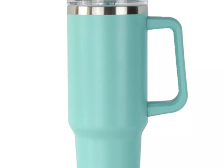 40oz Stainless Steel Tumbler with Handle & Grip  - Sky Blue OR Mint - FINAL SALE For Discount