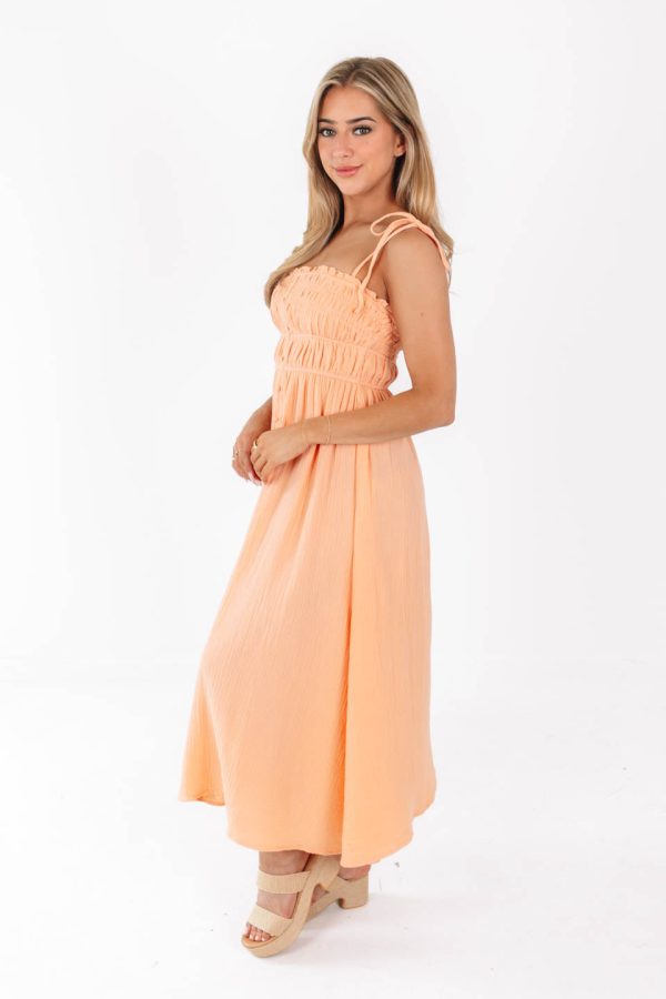 Just Peachy Midi Dress - Peach For Discount