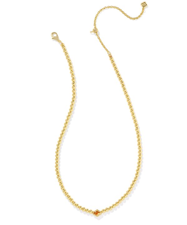 Kendra Scott Abbie Beaded Necklace - Gold Marbled Amber Illusion Supply