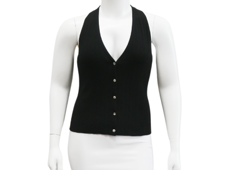 Black Rib-Knit Sweater Vest For Sale