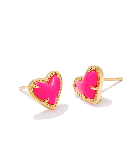 Kendra Scott Ari Heart Earrings - Neon Pink Gold Online Hot Sale