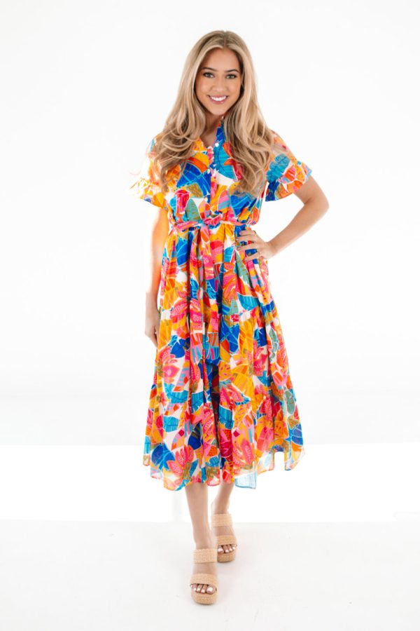 The Alana Button Up Midi Dress - Multi Cheap