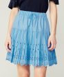 Pleated Embroidered Mini Skirt  - Baby Blue - FINAL SALE Cheap