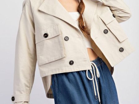 Cropped Trench Jacket - Bone - FINAL SALE Discount