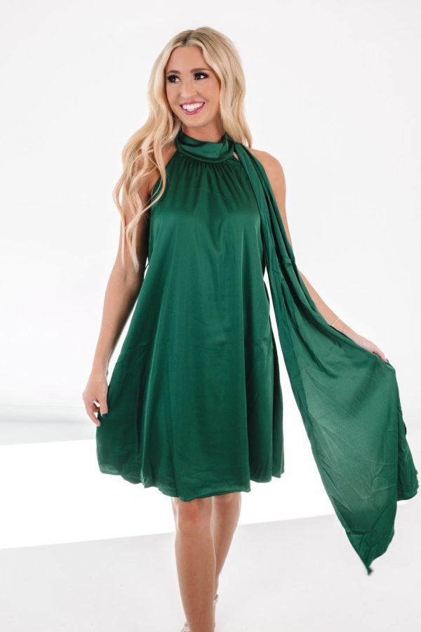 Here For It Dress - Dark Green Online now