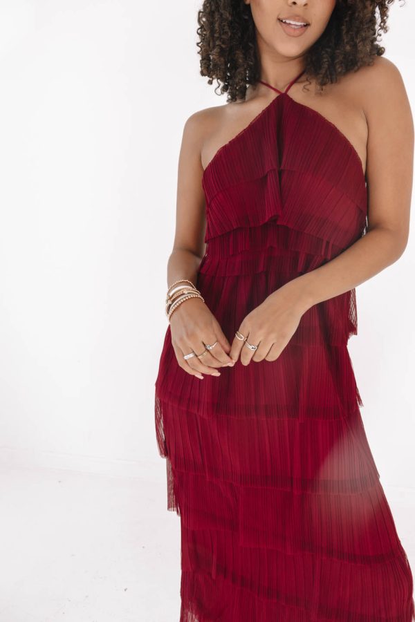 Life Of The Party Midi Dress - Burgundy Online