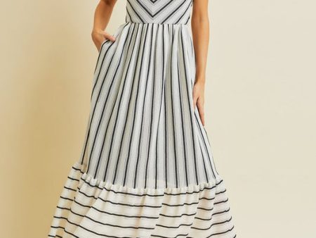 Stripe Dress - Ivory Black- FINAL SALE For Cheap