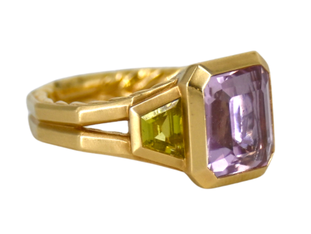 Novella Iolite & Green Tourmaline Ring For Sale