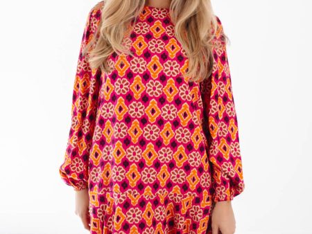 Retro Pop Dress - Pink Orange Online now