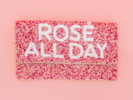 Rosé All Day Beaded Clutch - Pink Online now