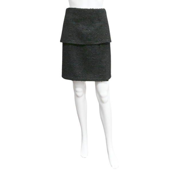 Black Tweed Metallic Mini Skirt Online Hot Sale