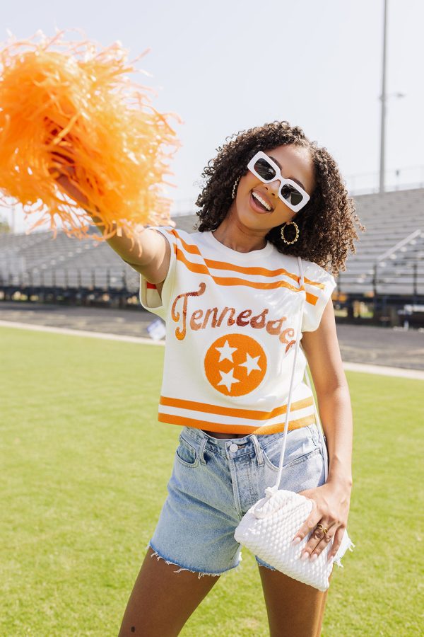 Queen Of Sparkles Striped Short Sleeve Top - Tennessee Supply