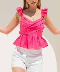 Ruffle Sleeve Tank Top - Pink - FINAL SALE Online Hot Sale