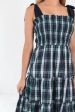 The Shelley Tie Strap Midi Dress - Navy Plaid For Sale