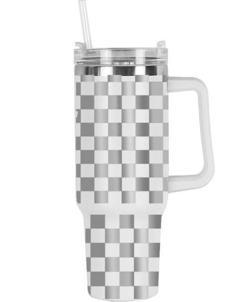 40oz Checkered Quencher Tumbler - White, Blush OR Sky Blue - FINAL SALE For Discount