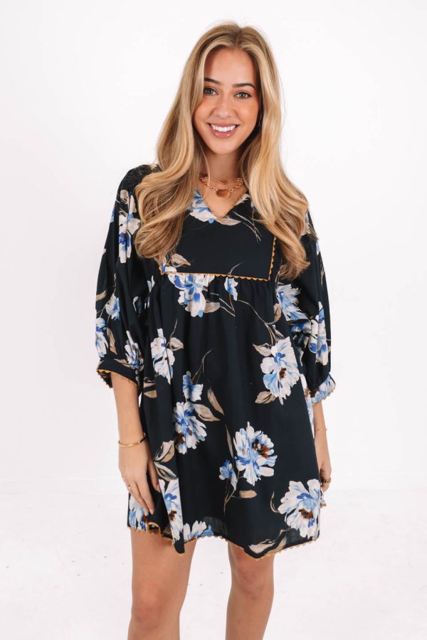 Hello Hydrangeas Dress - Black Online Hot Sale