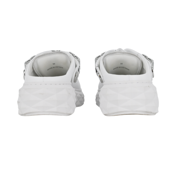 Diamond Crystal White Leather Slipper Trainers Sale