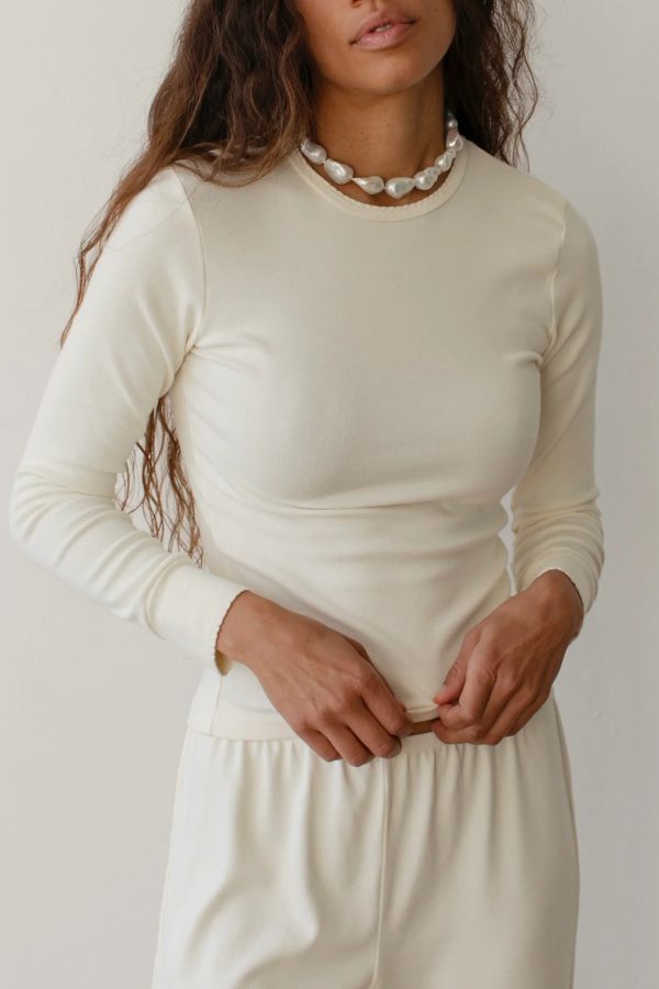 The Baby Rib Scallop Long Sleeve Online Hot Sale