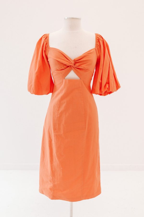 Totally Tangerine Midi Dress - Orange Hot on Sale