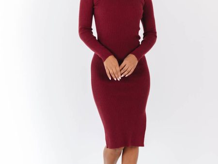 Nearest and Dearest Midi Dress - Cabernet For Cheap