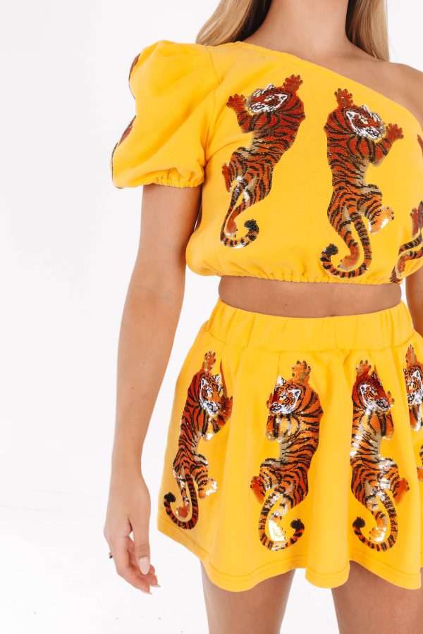 Queen Of Sparkles Crawling Tigers Top - Yellow Supply