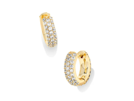 Kendra Scott Mikki Pave Huggie Earrings - Gold OR Silver on Sale