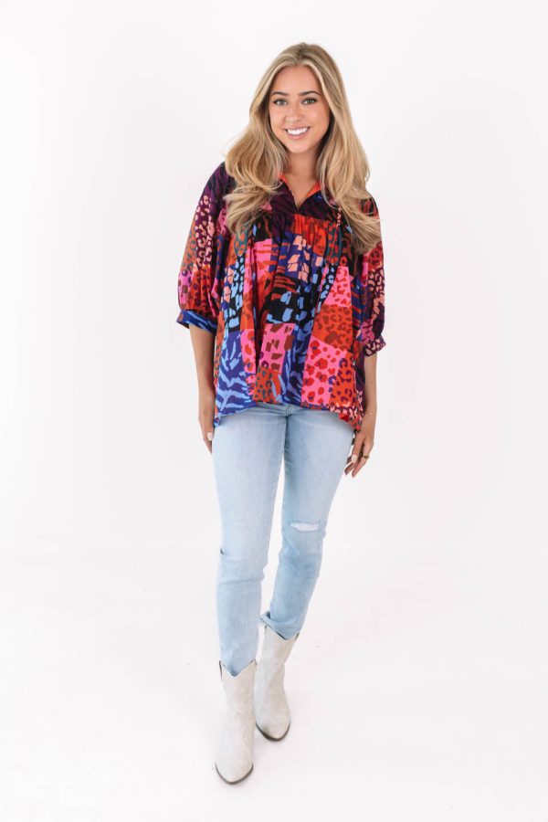 The Jade Puff Sleeve Tunic - Multi Online Sale