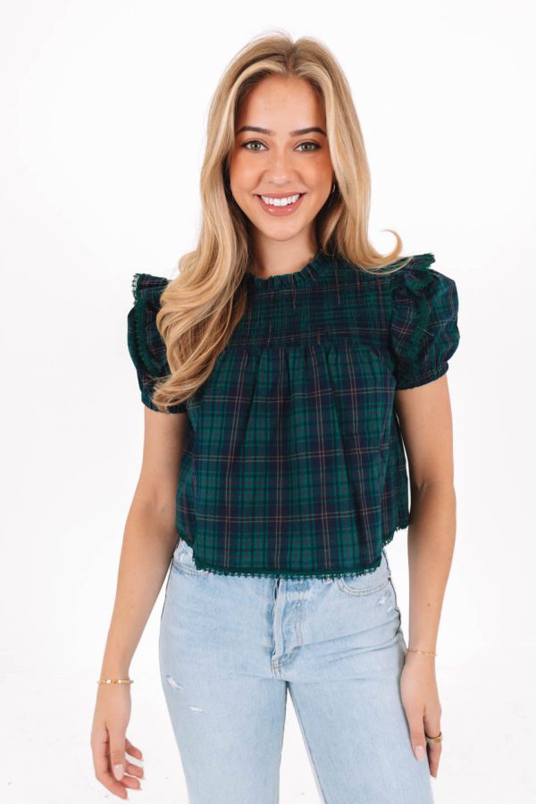 Mistletoe Magic Top - Green Plaid Fashion