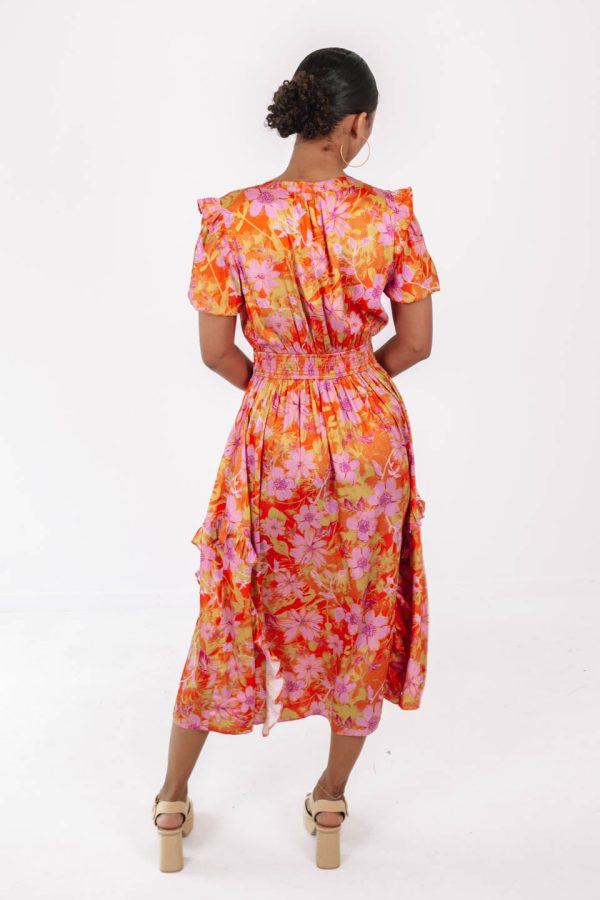 Golden Skies Midi Dress - Orange For Sale