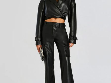 Koda Vegan Leather Cropped Trench Coat Fashion