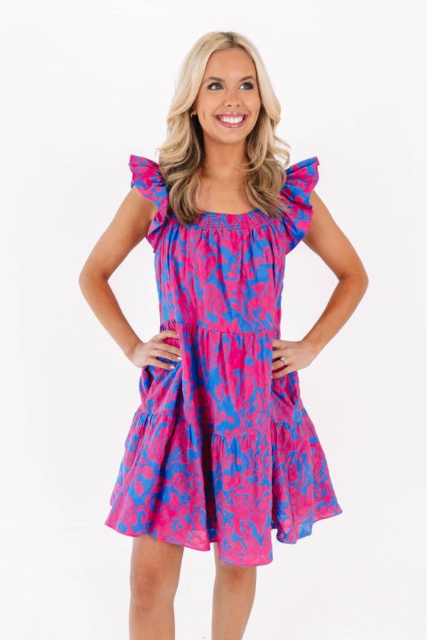 Here With Me Dress - Blue Fuchsia Online Sale