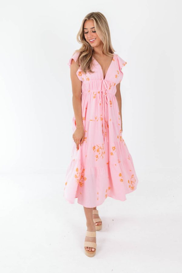 Made This Way Midi Dress - Pink on Sale