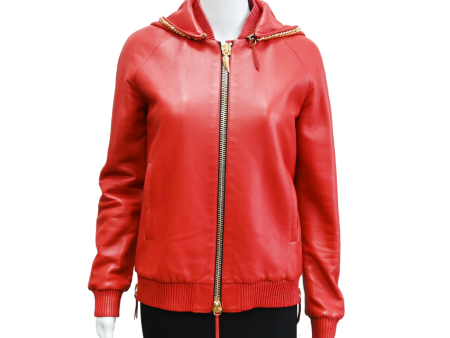 Red Leather Chain Jacket Online Sale